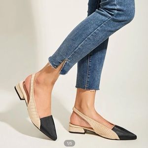 Natural & Black Sling Back Flats